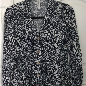Long Sleeve Navy Print Top